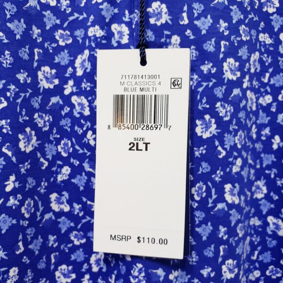 NWT POLO RALPH LAUREN Classic Floral SS Polo Shirt Men's 2XLT in Blue & White - Picture 4 of 8